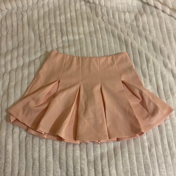 🌸 Vintage Forever 21 Thick Pleated Pastel Pink Mini Skirt - Picture 1 of 3